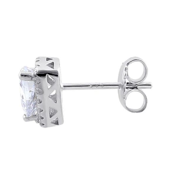 Sterling Silver Trillion Stud CZ Earrings New - Picture 4 of 4